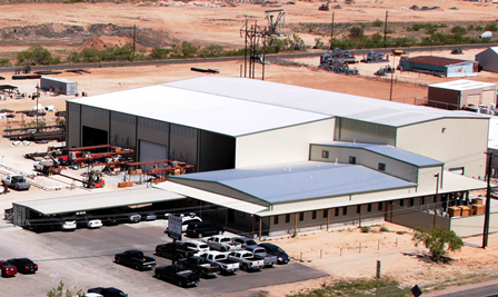 Aerial view of the Angus Measurement Services fabrication headquarters in Odessa, Texas