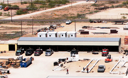 Angus fabrication yard in Odessa with LACT measurement skids under construction